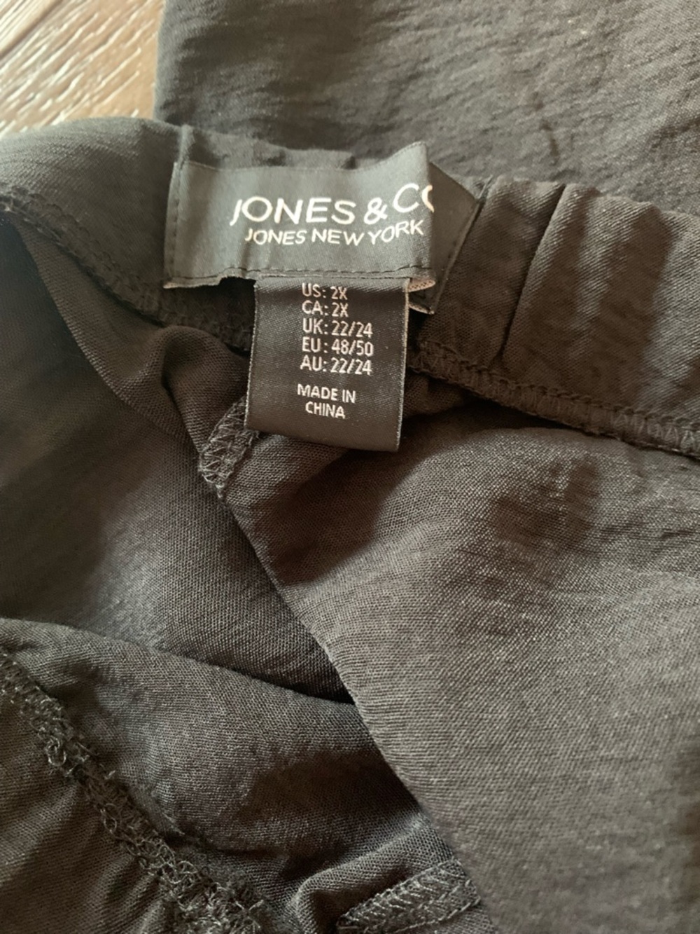 Jones & Co Pull-On Straight Leg Crop Pants Black Size 2X Elastic Waist NWT - Picture 4 of 4